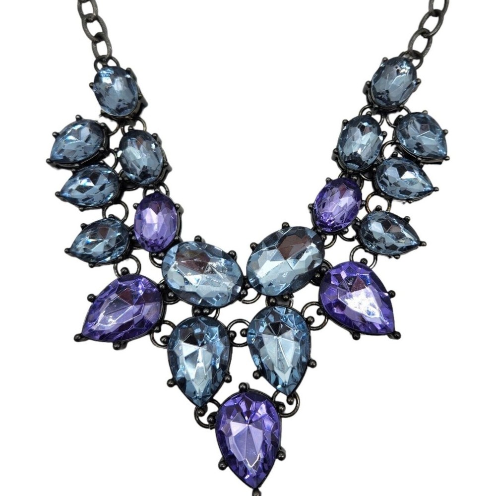 Bling Necklace and Earring Set Real Collectibles by Adrienne Blue Purple - Picture 3 of 11